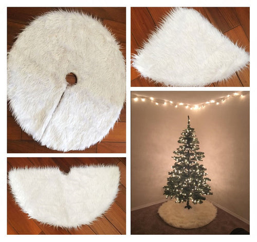 Christmas Tree Skirt White Fur Carpet